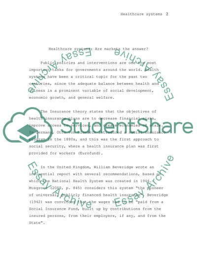 Healthcare systems: Are markets the answer