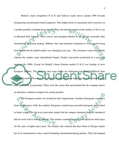 Henkel KGaA: detergents division. Global branding issues in the european market