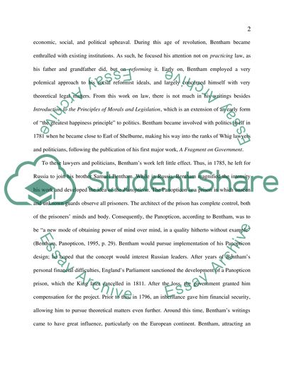 Jeremy Bentham: The Jurist and Elder Statesman of English Philosophy