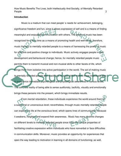 How music benefits the lives, both intellectually and socially, of mentally retarded people