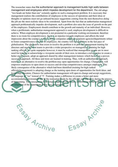 Authoritarian Approach to Management