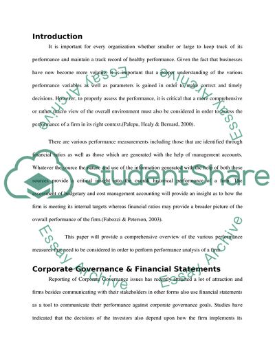 Corporate Governance and Financial Statements