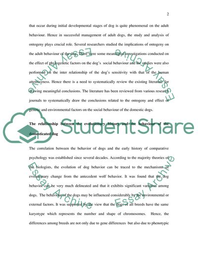The Role of Ontogeny in the Development of Social Behavior within the Domestic Dog