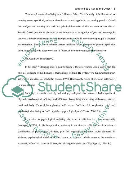 The Idea of Suffering as a Call to the Other