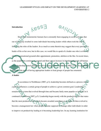 Leadership Styles and its impact onThe Development Learning at Universities