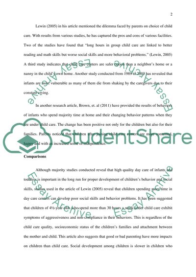 What Is the Impact of Having Shared Care During Infancy and Toddler Years
