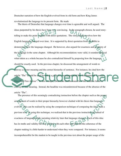 Analysis of Chapter Two of Guy Deutscher Book The Unfolding of Languages