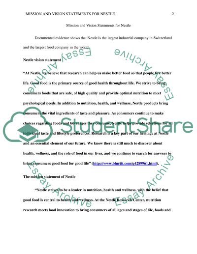 Mission and Vision Statements for Nestle