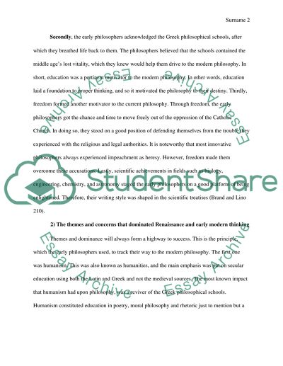 The Motivations behind the Birth of Modern Philosophy