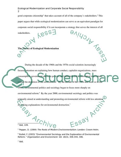 Ecological Modernization and Corporate Social Responsibility