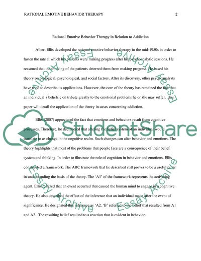 Rational Emotive Behavior Therapy in Relation to Addiction