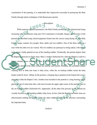 Visual Analysis Paper: The Holy Family Portrait by Anguissola