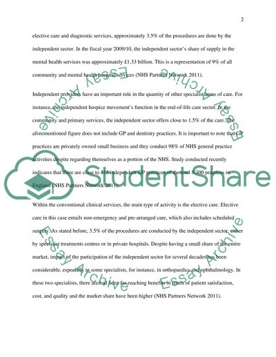 Working Relationships between the National Health Service and the Independent Sector in the UK