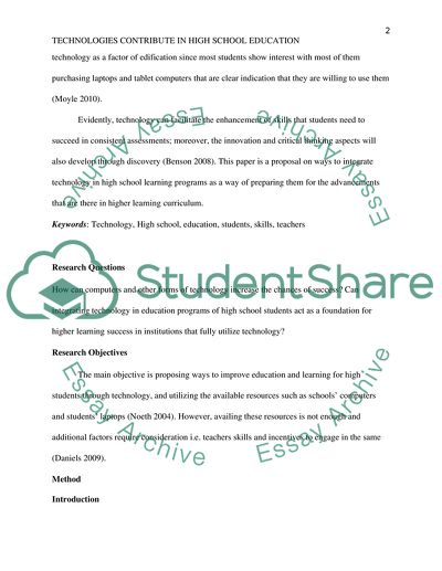 Technologies Contribute in High School Education