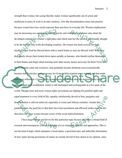 The Status of Women in the Society