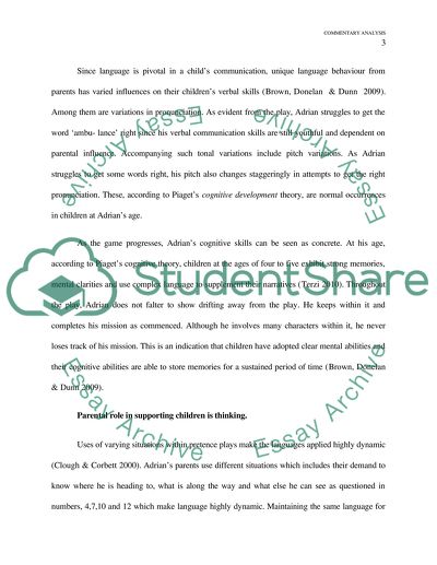 Commentary Analysis: Adrian Pretenses Symbolic Play