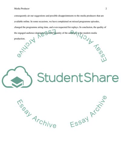 Media Producer in Mass Media