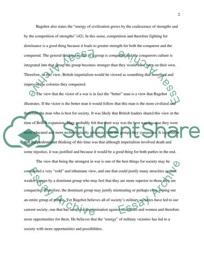 How could one use Bagehots writings to defend European Imperialism in the late 19th Century