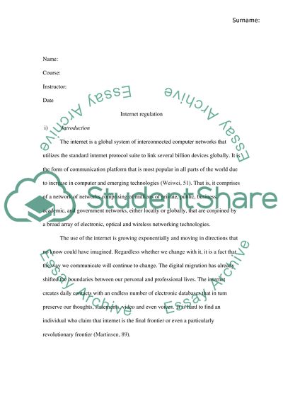 Governance, Regulations, and Powers on the Internet