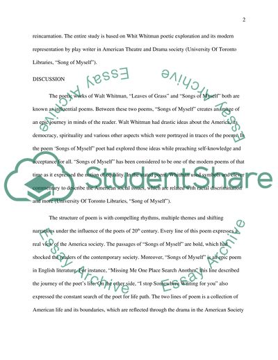 Poems of Walt Whitman and the Acceptance of the Portrayal in American Drama and Theatre Industry