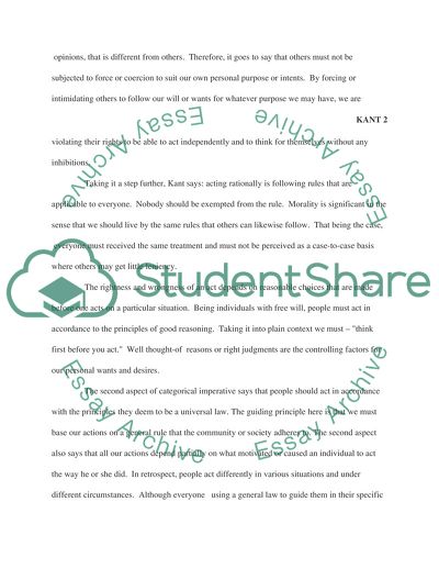 Racial Profiling According to Immanuel Kant of the Metaphysics of Morals and According to Yourself