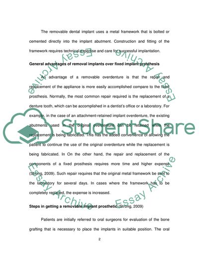The Complication of Removal Implants Prosthetics