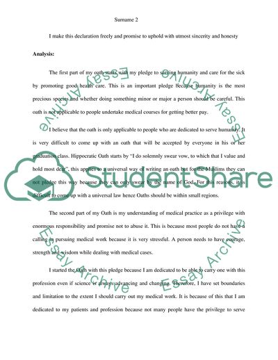 Analysis of the Medical Oath