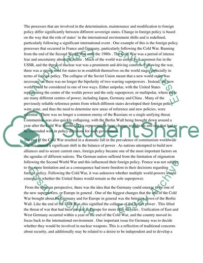 The Foreign Policy Processes in France and Germany in the Post-cold War Era