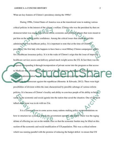 America a Concise History Presidents Clinton and Bus