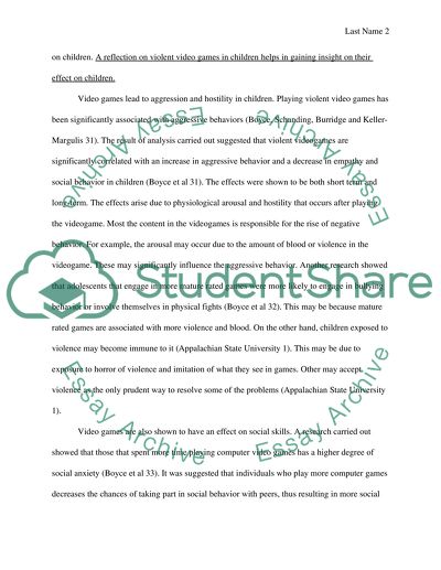 Violent video games and their effects on children