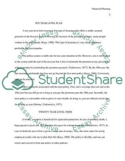 A Ten-Year Level Term Insurance