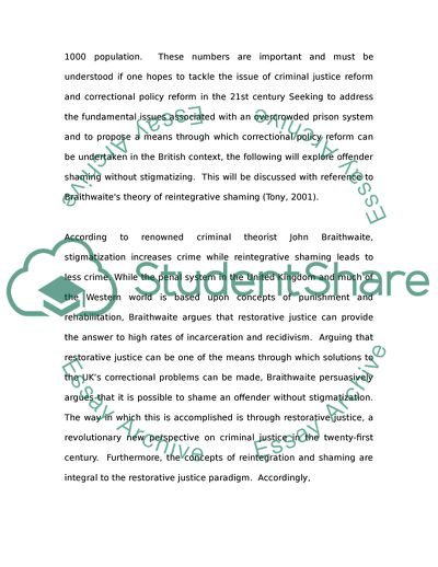 Braithwaites Theory of Reintegrative Shaming - Disgracing an Offender without Stigmatizing