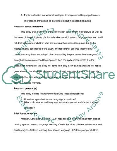 Motivation and Age in Second Language Acquisition