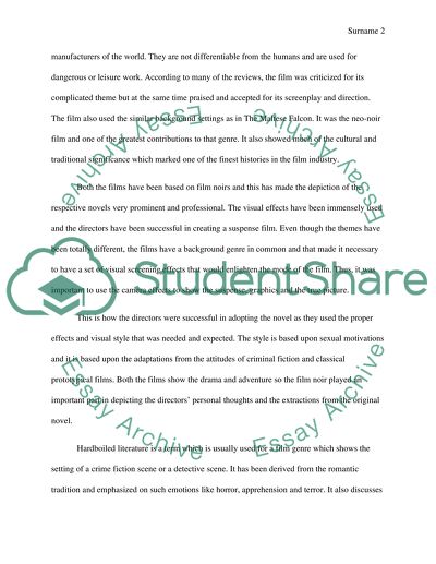 Hardboiled Literature. John Hustons The Maltese Falcon (1941) and Ridleys Scotts Blade Runner (1982)