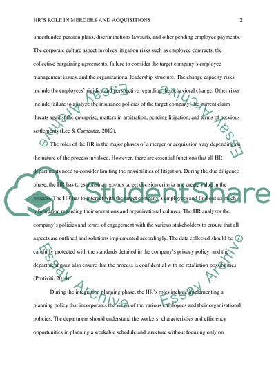 HRs Role in Mergers and Acquisition