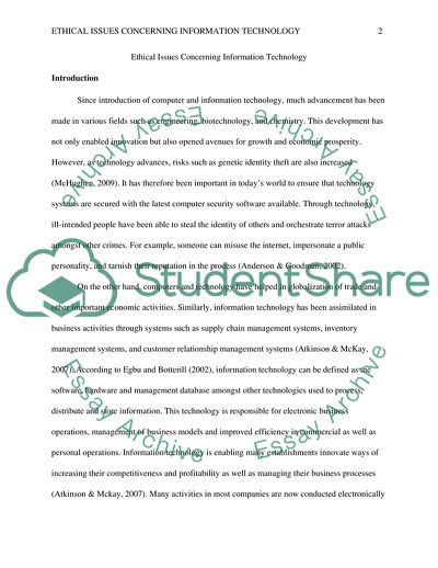 Ethical Issues Concerning Information Technology