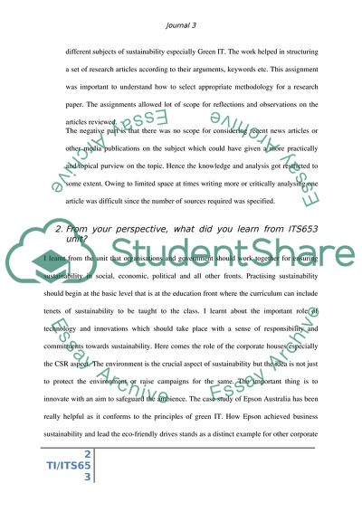 Journal Assessment of ITS653 Unit