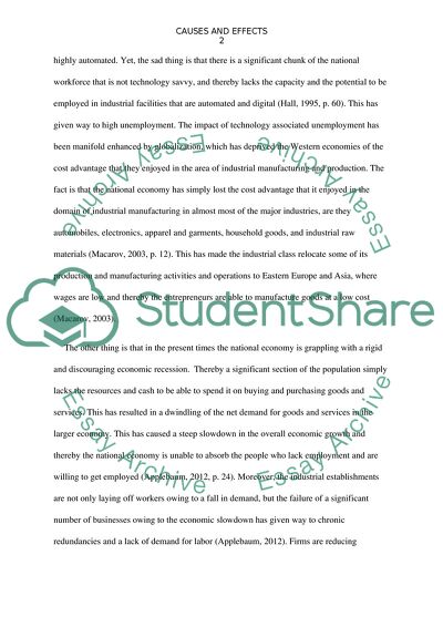 Causes And Effects Of Unemployment On Economy