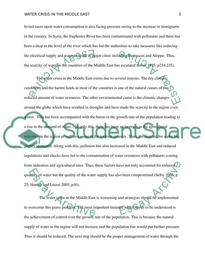 Water Crisis in the Middle East