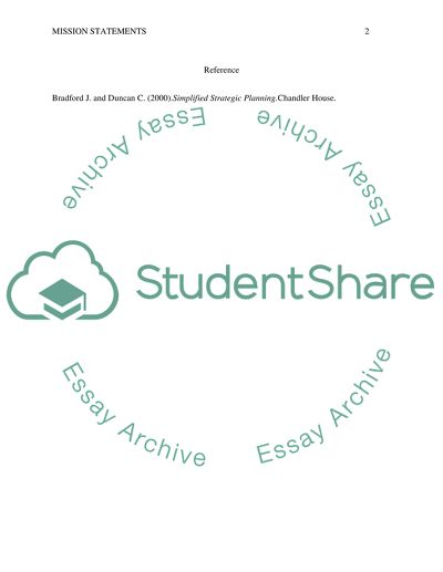 Mission Statements of Organizations