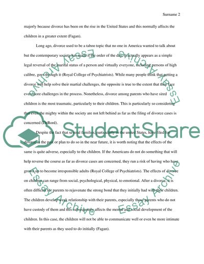 Divorce and its effects in a childs life