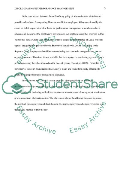 Discrimination in Performance Management