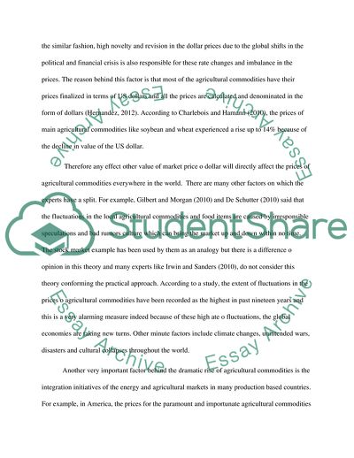 The Factors Influencing the Volatility of Agricultural Commodity Prices