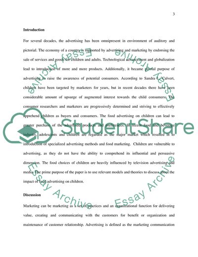 The Influence of Food Advertising on Children