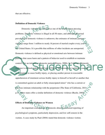 Domestic Violence. Effects of Domestic Violence on Women