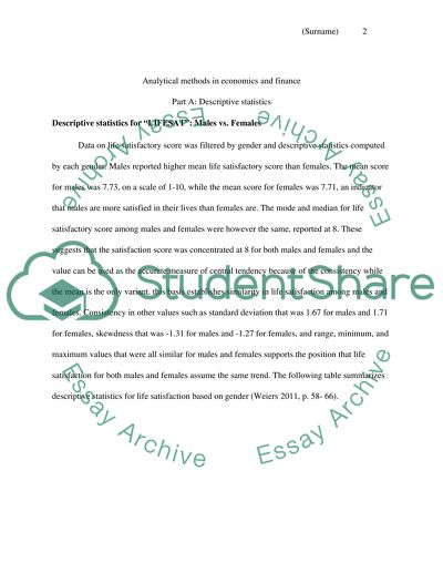 Analytical Methods in Economics and Finance