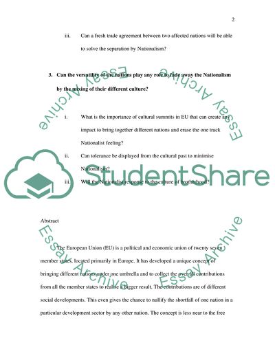 A Rise in Nationalist Feeling in the Member States of the EU