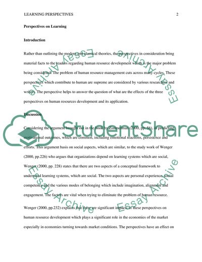 Perspectives on Learning