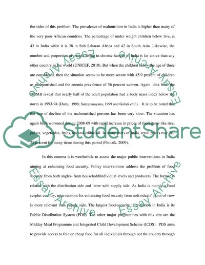 Interventions Towards Food Security in India