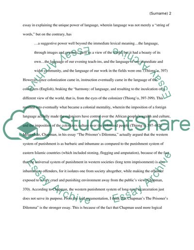 Decolonising the Mind and The Prisoners Dilemma